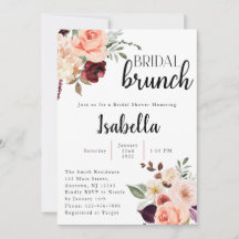 Pink and Burgundy Floral Bridal Shower Invitation 