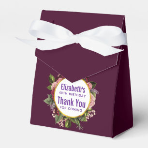 Pink and Burgundy Florals Birthday Thanks Favor Box