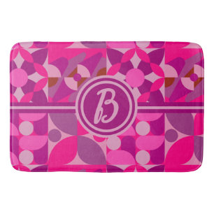 Pink and Burgundy Geometric Bauhaus Style  Bath Mat