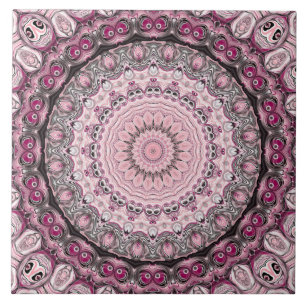 Pink and Burgundy Mandala Pattern Design Tile