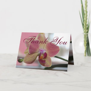 Pink And Burgundy Orchid Flower Thank You Card