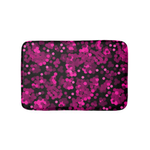 Pink and burgundy polka dot confetti pattern bath mat