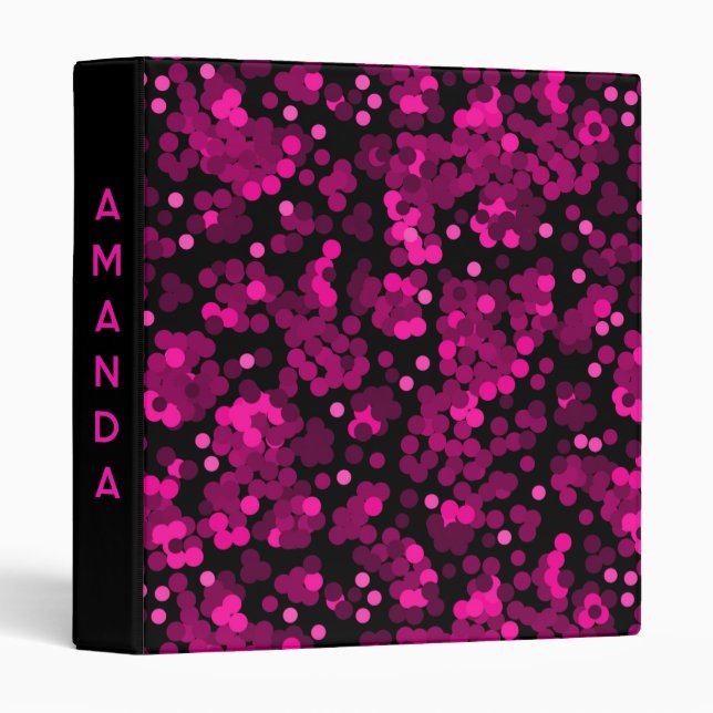 Pink and burgundy polka dot confetti pattern binder (Front/Spine)