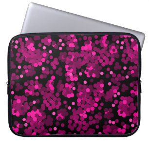 Pink and burgundy polka dot confetti pattern laptop sleeve