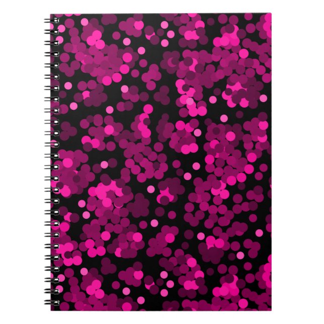 Pink and burgundy polka dot confetti pattern notebook (Front)