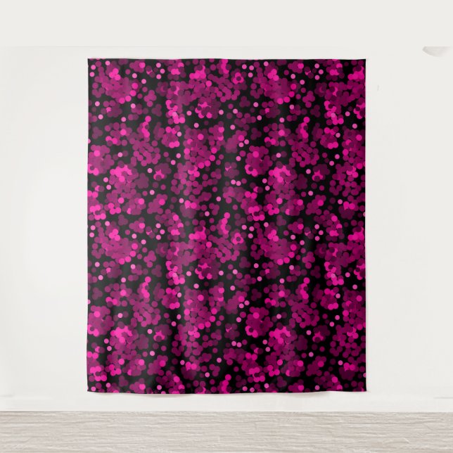 Pink and burgundy polka dot confetti pattern tapestry (Front)