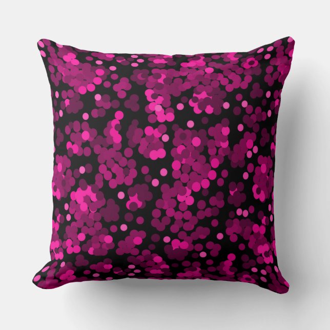 Pink and burgundy polka dot confetti pattern throw pillow (Front)