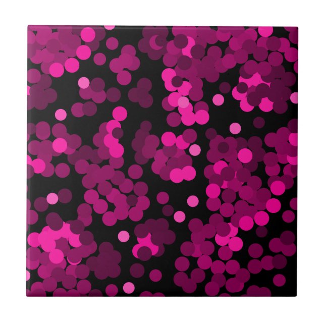 Pink and burgundy polka dot confetti pattern tile (Front)