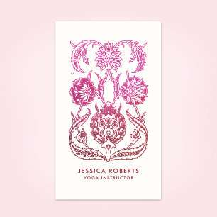 Pink and Burgundy Red Bohemian Yoga Instructor Business Card
