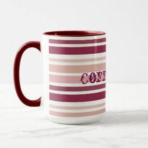 Pink and Burgundy Stripe Patterned Mug