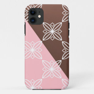 Pink and Chocolate Brown Floral Pattern iPhone 11 Case