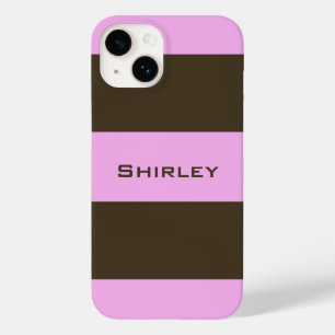 Pink and Chocolate Brown Wide Stripes by STaylor Case-Mate iPhone 14 Case