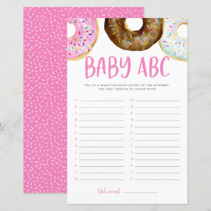 Pink and Chocolate Doughnuts ABC Baby Shower Game