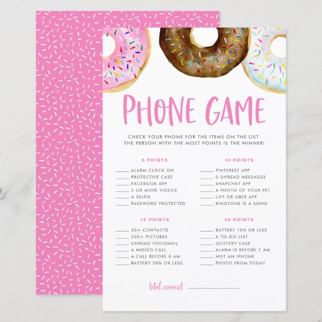 Pink and Chocolate Doughnuts Baby Shower Phone Gam (Front/Back)