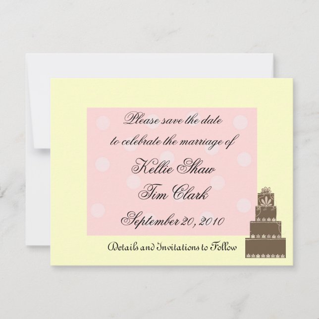 Pink and Chocolate Save the Date (Front)