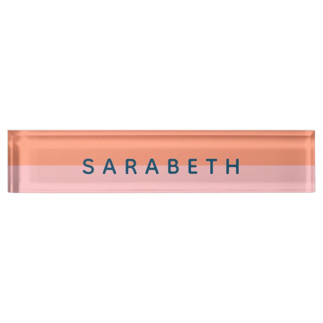 Pink and Coral Colour Block Personalized Nameplate (Front)