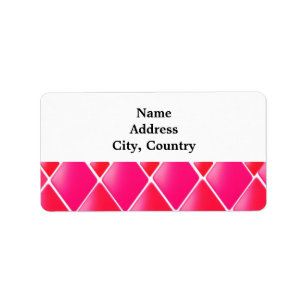 Pink and Coral Diamond Pattern Label