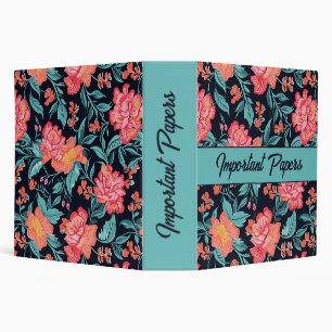 Pink and Coral Flowers Personalized Binder