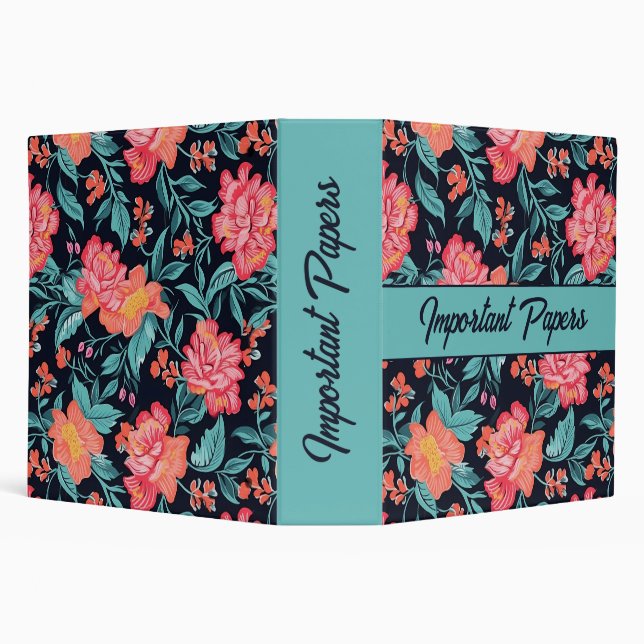 Pink and Coral Flowers Personalized Binder (Background)