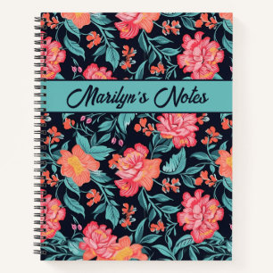 Pink and Coral Flowers Personalized Notebook