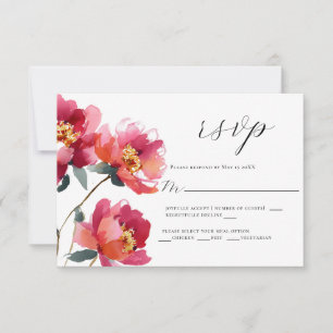 Pink and coral peony Wedding RSVP Card