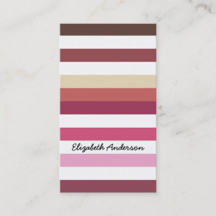 Pink and Coral Stripes In Hot Fall Fashion Colours Business Card
