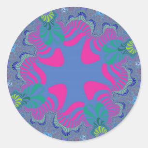 Pink and Cornflower Blue Cross Classic Round Sticker