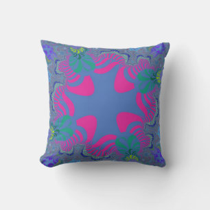 Pink and Cornflower Blue Cross Throw Pillow
