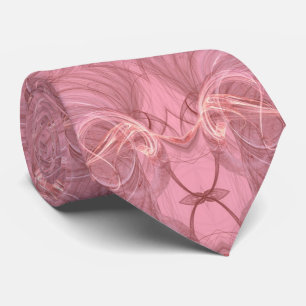Pink and Cream Abstract Fractal Necktie