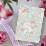 Pink and cream cabbage roses on aqua letterhead<br><div class="desc">Feminine letterhead</div>