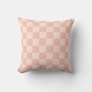 Pink and Cream Chequerboard Throw Pillow