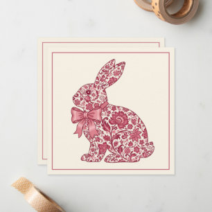 Pink and Cream Chinoiserie Easter Rabbit Card