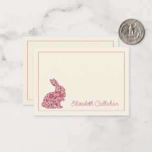 Pink and Cream Chinoiserie Easter Rabbit Card
