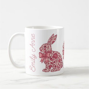Pink and Cream Chinoiserie Easter Rabbit Coffee Mug