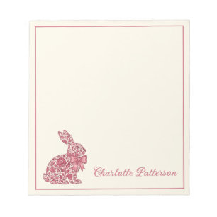Pink and Cream Chinoiserie Easter Rabbit Notepad