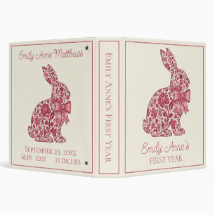 Pink and Cream Chinoiserie Rabbit Scrapbook Binder