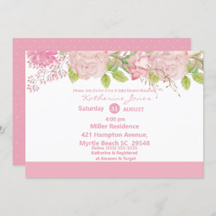 Pink and Cream Floral Baby Shower Invitation