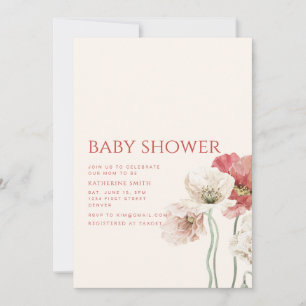 Pink and Cream Floral Baby Shower Party Invitation