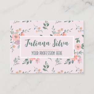 Pink and Cream Floral with QR Business Card
