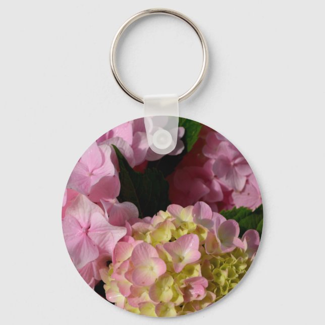 Pink and Cream Hydrangeas Keychain (Front)