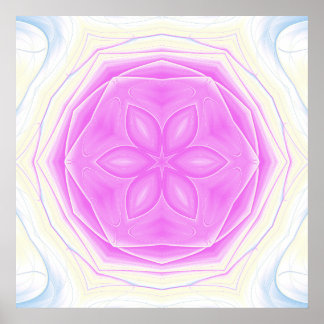 Pink and Cream kaleidoscopic Mandala Art Poster