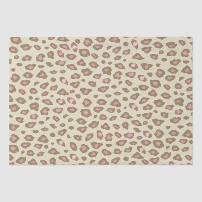 Pink and Cream Leopard Print Tissue Paper (Front)