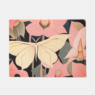 Pink and Cream - Luna Moth and Moonflowers Doormat
