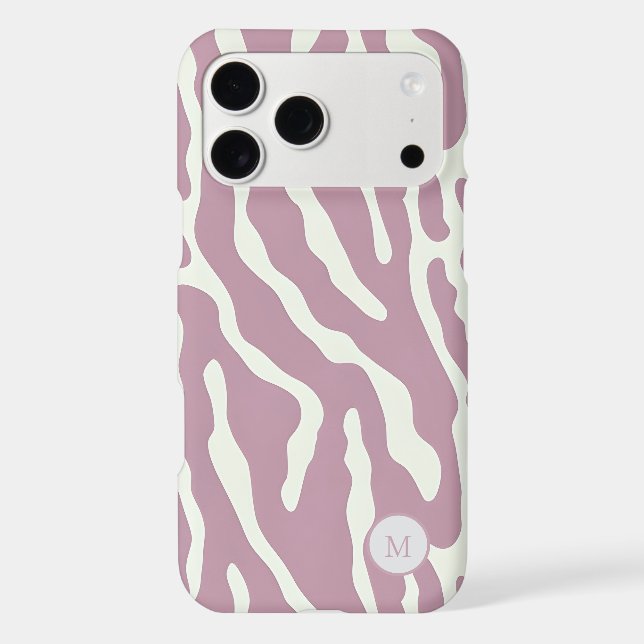 Pink and cream Modern Abstract Wavy Lines Pattern  (Back)