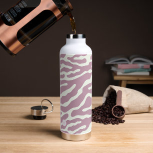 Pink and cream Modern Abstract Wavy Lines Pattern  Water Bottle