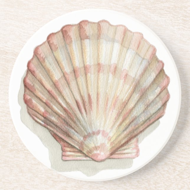 Pink and Cream Seashell Coaster (Front)