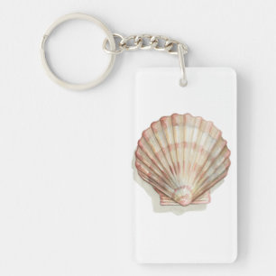 Pink and Cream Seashell Keychain