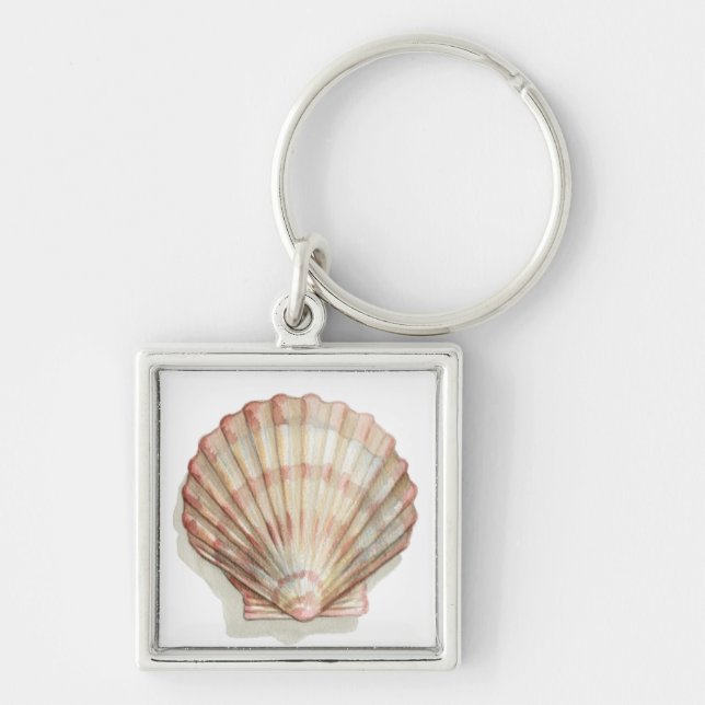 Pink and Cream Seashell Keychain (Front)