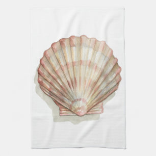 Pink and Cream Seashell Kitchen Towel