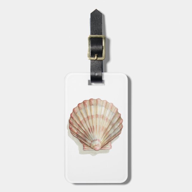 Pink and Cream Seashell Luggage Tag (Front Vertical)
